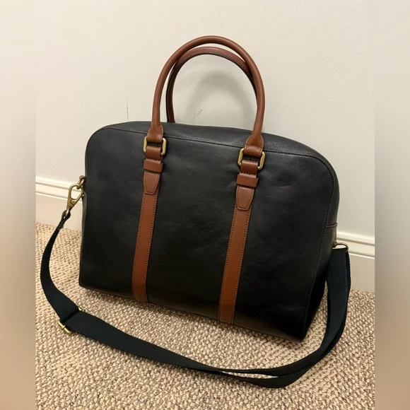 Brand New Black and Brown Leather Fossil Work Bag - Picture 3 of 3